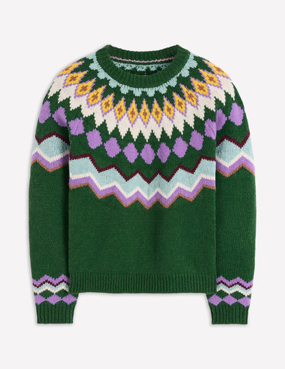 Eleanor Fair Isle Sweater-Promenade Green Melange-7