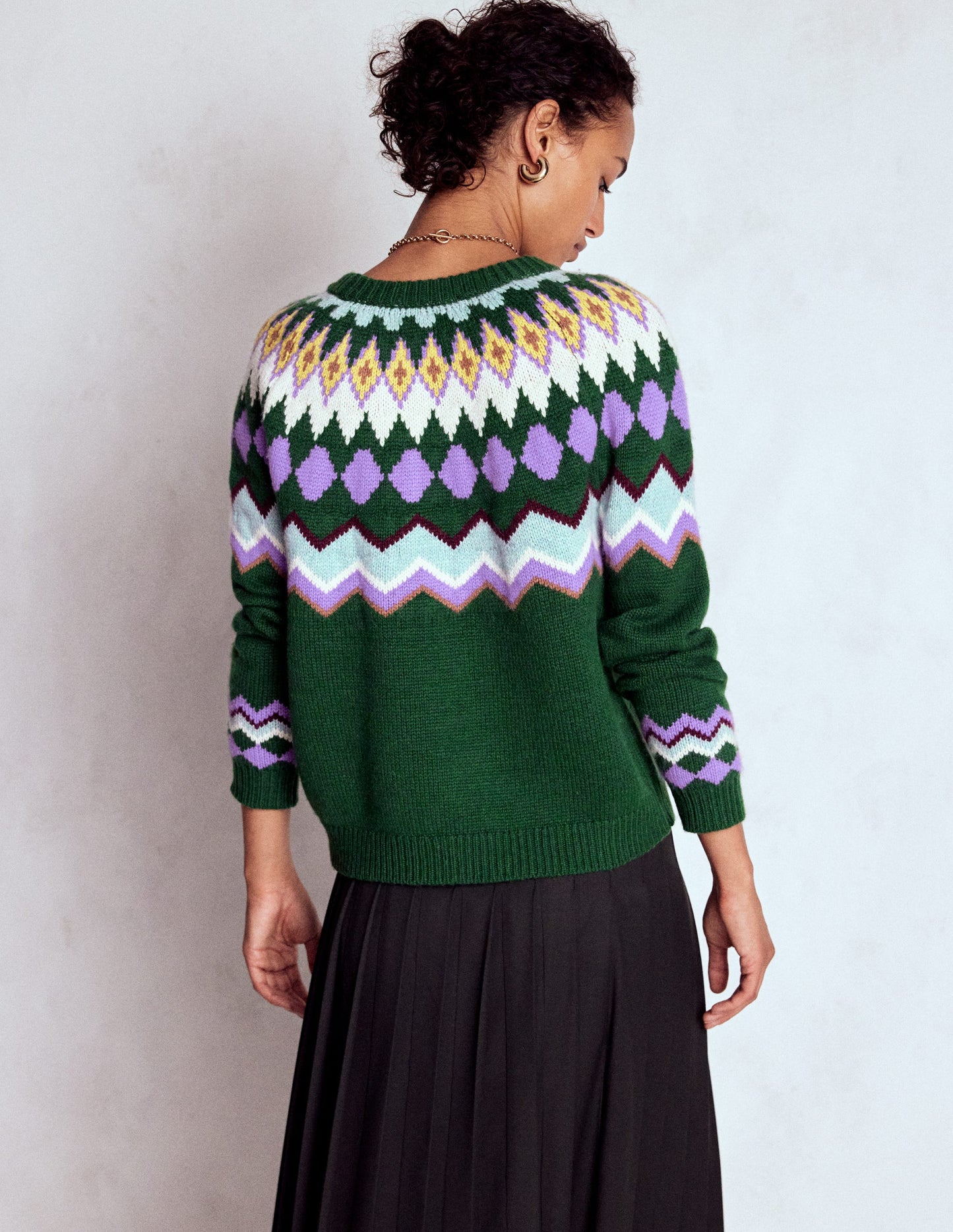Eleanor Fair Isle Sweater-Promenade Green Melange