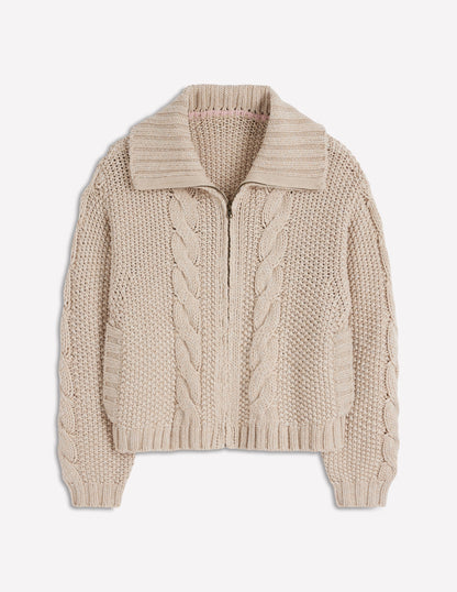 Chunky Marled Cardigan-Oatmeal-6