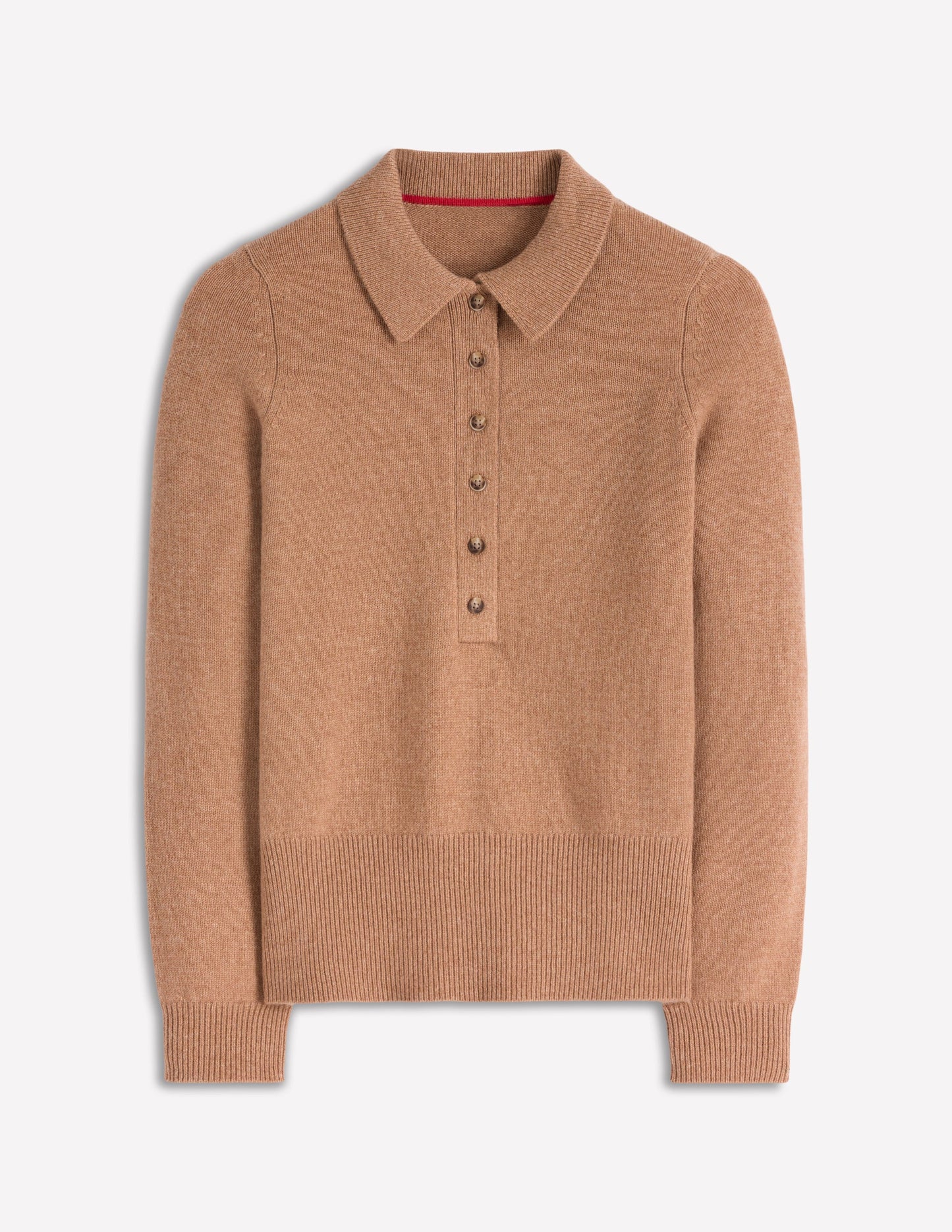 Collared Cashmere Sweater-Camel Melange