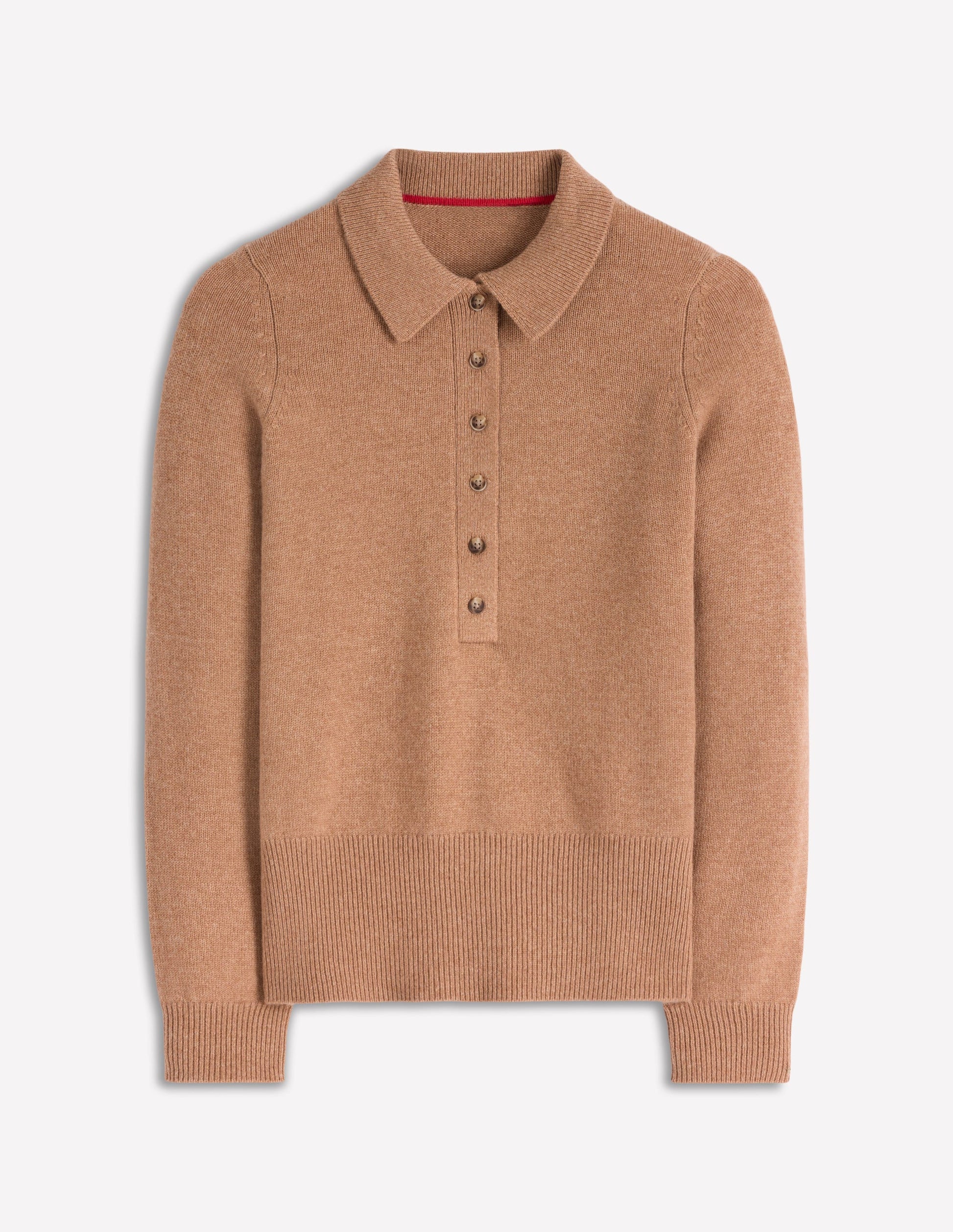 Collared Cashmere Sweater-Camel Melange-5