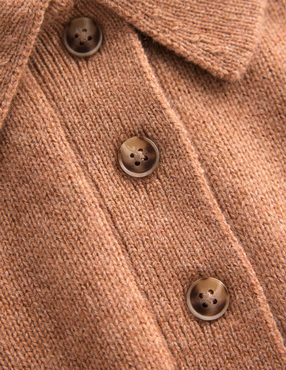 Collared Cashmere Sweater-Camel Melange-6