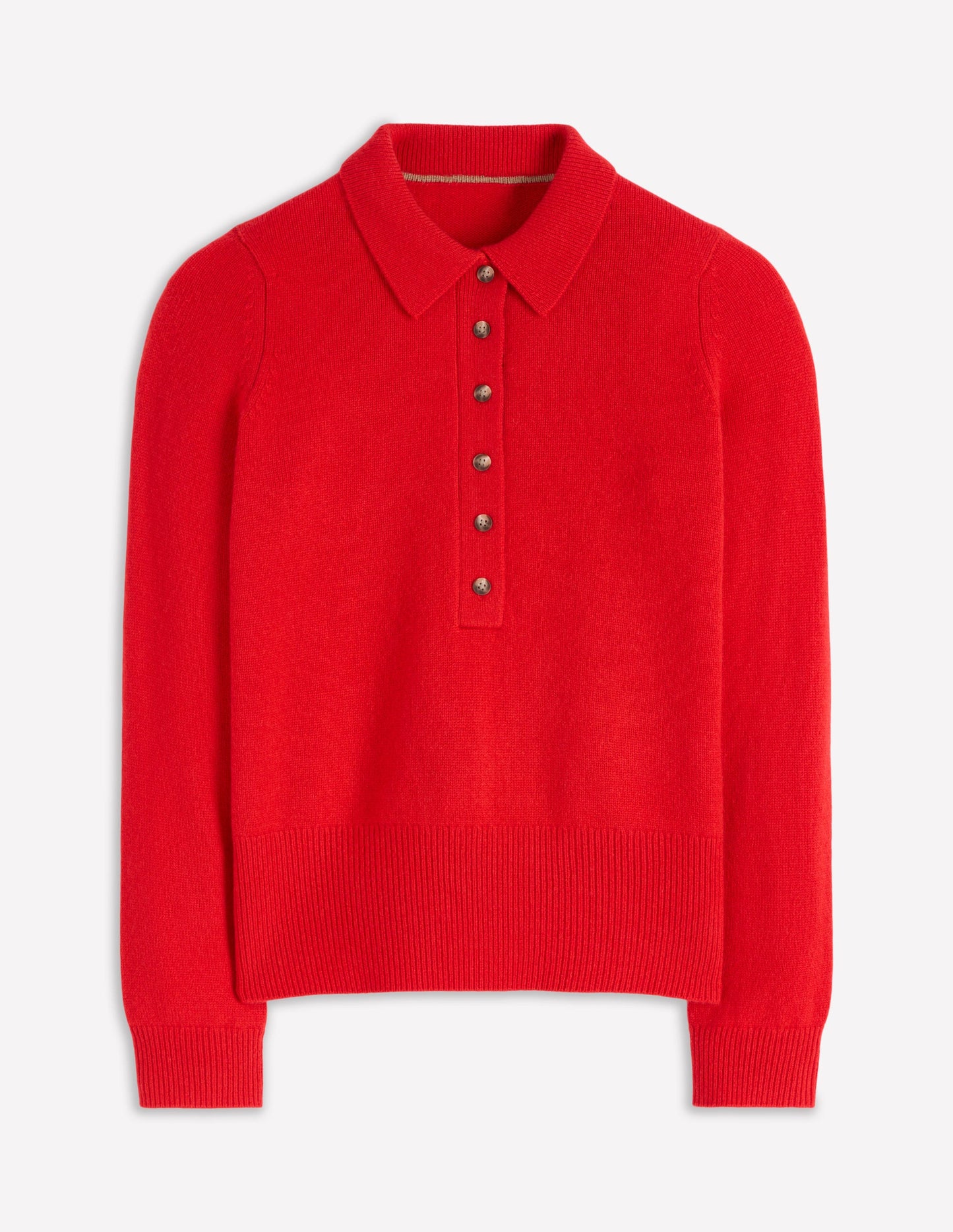 Collared Cashmere Sweater-Poppy Red