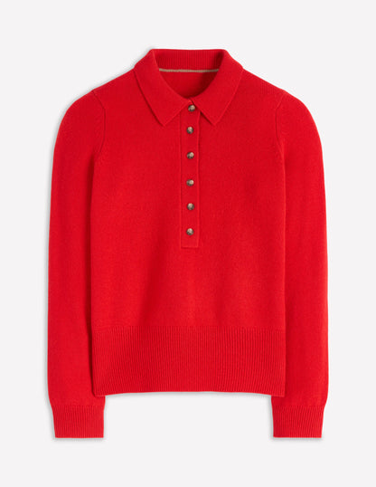 Collared Cashmere Sweater-Poppy Red-5