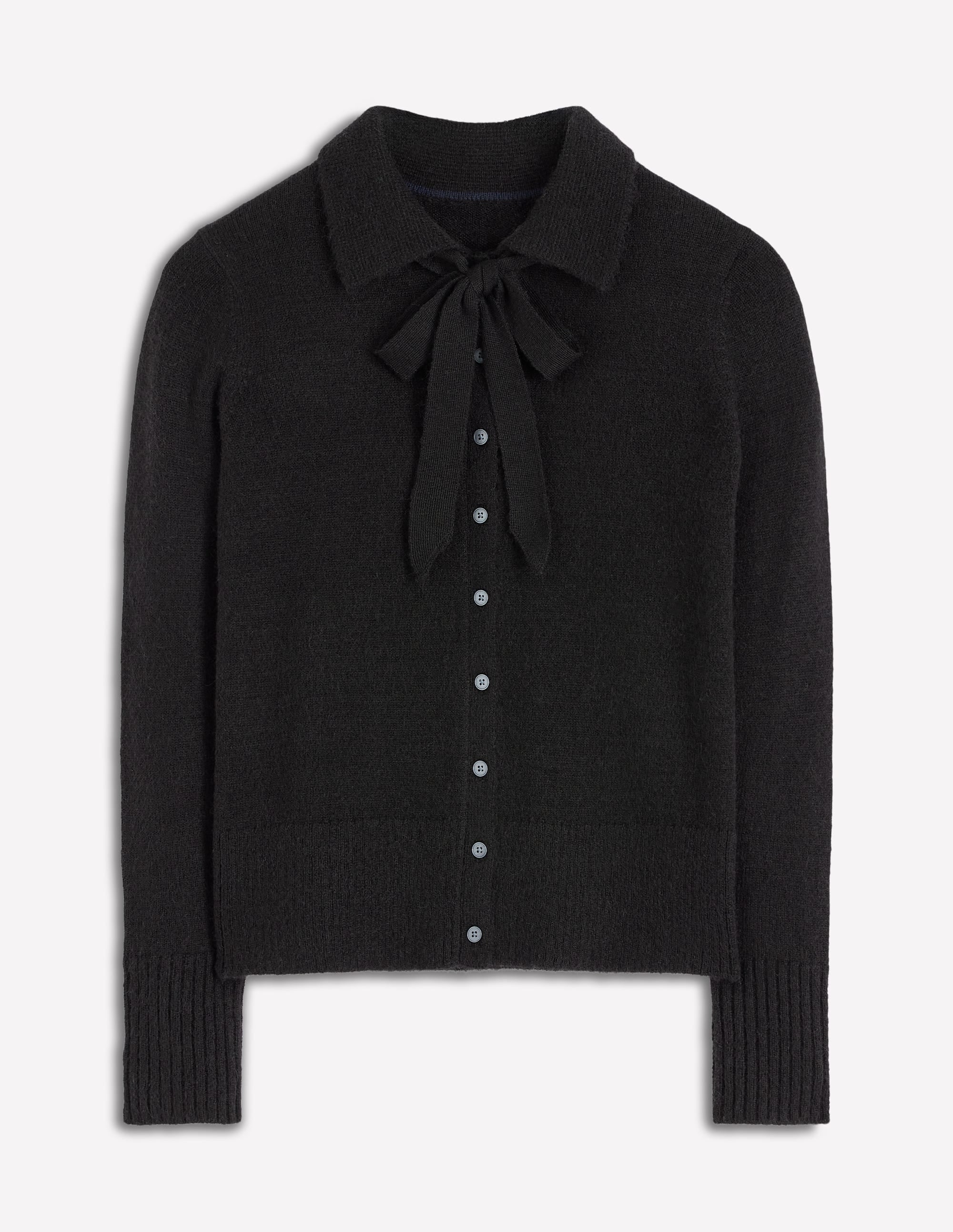 Collared Tie Front Cardigan-Black | Boden USA