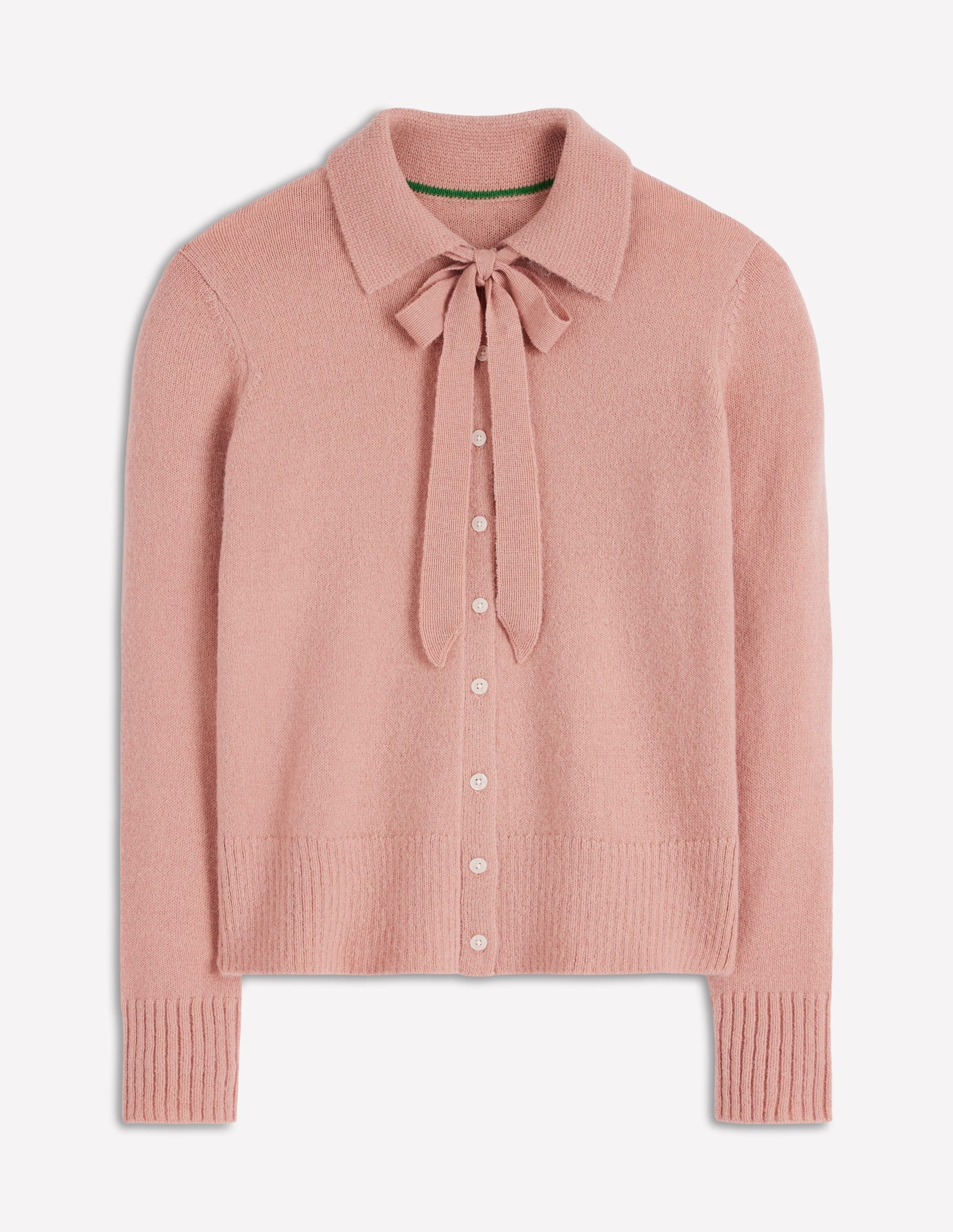 Collared Tie Front Cardigan-Misty Rose Pink-5