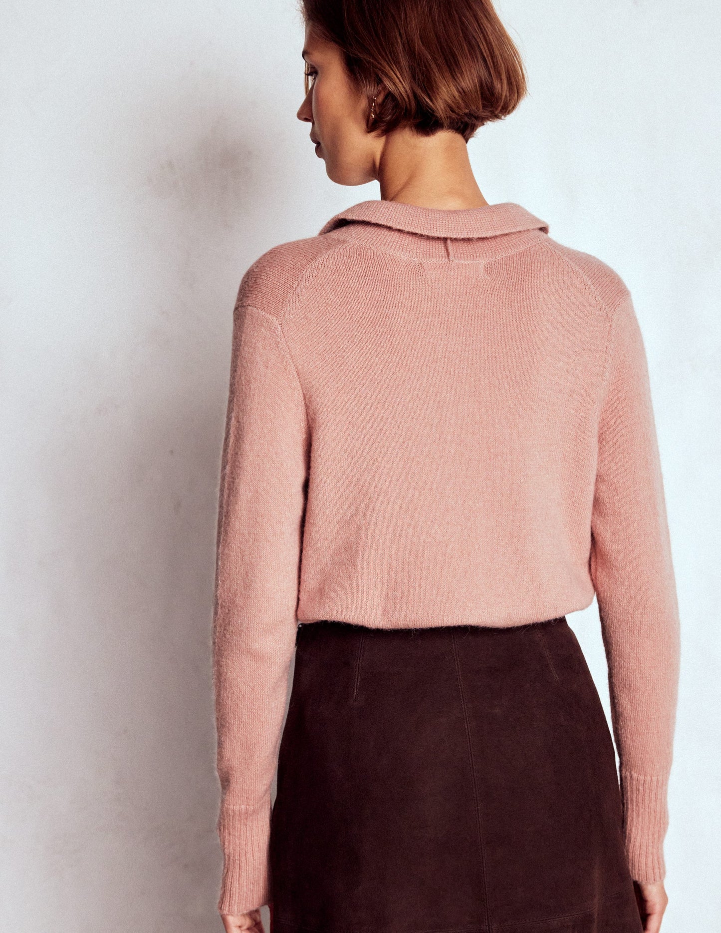 Collared Tie Front Cardigan-Misty Rose Pink