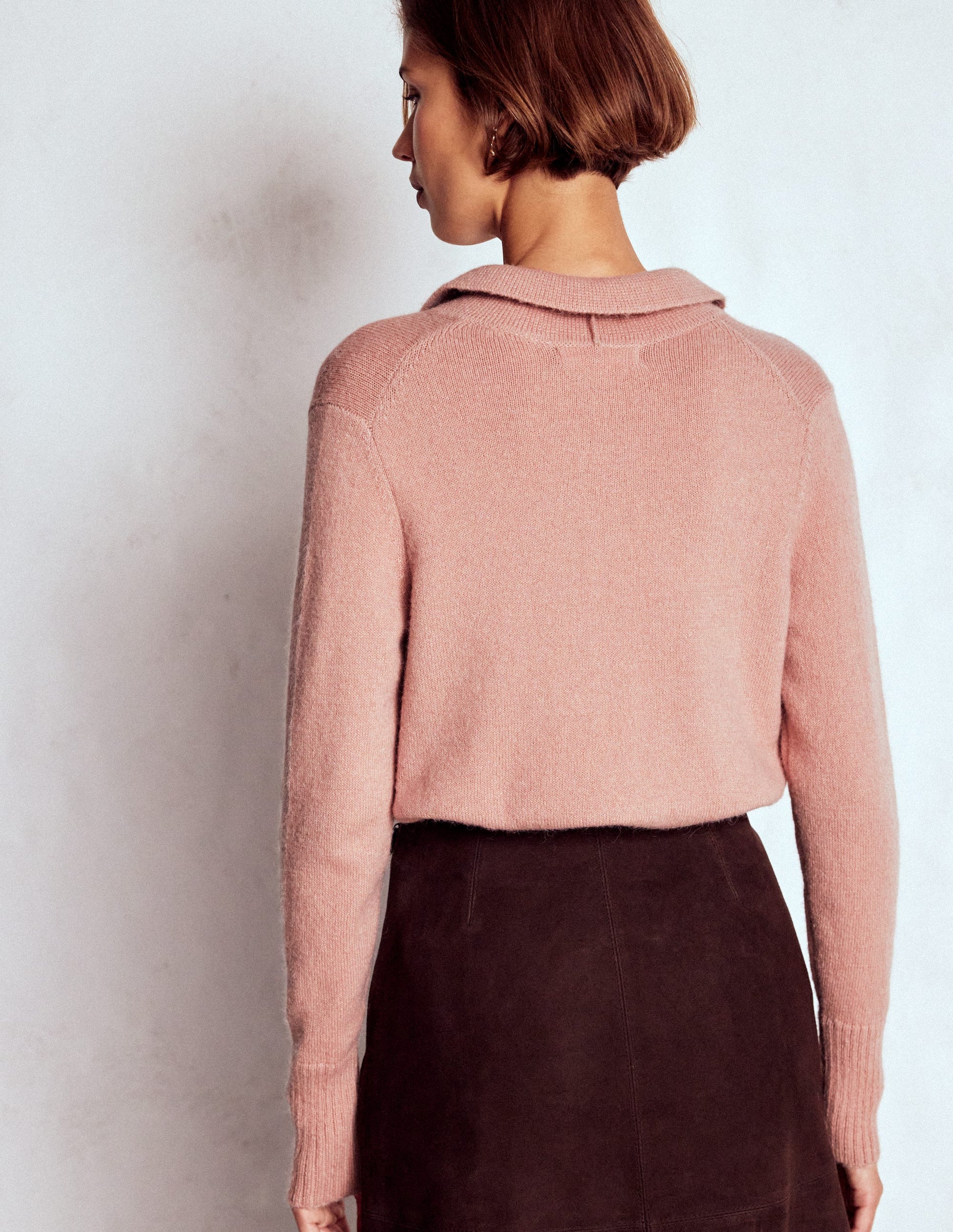 Collared Tie Front Cardigan-Misty Rose Pink-3