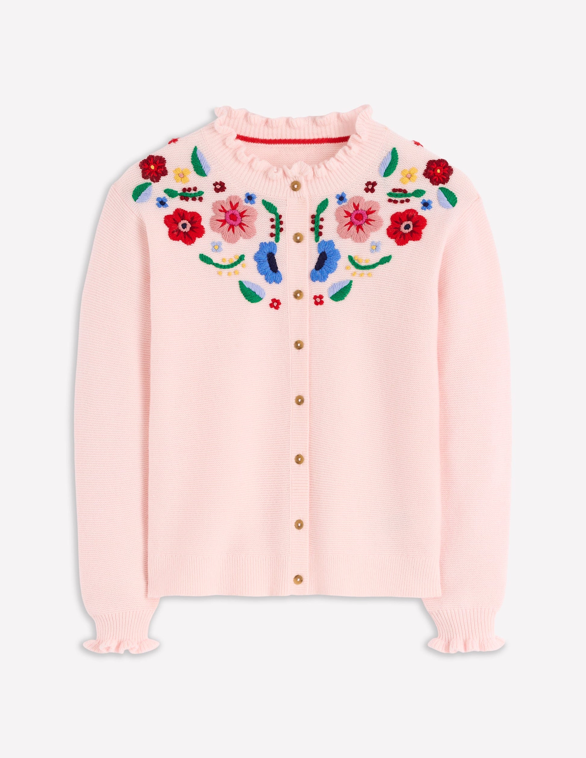 Embroidered Frill Cardigan-Blooming Pink-7