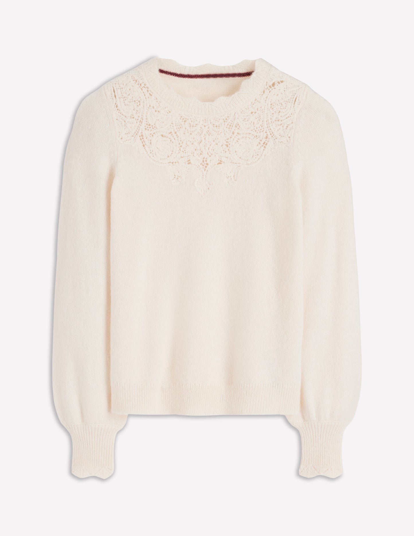 Fluffy Embroidered Sweater-Almond Milk