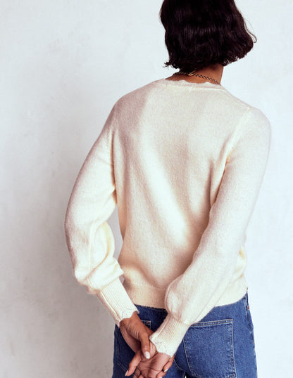 Fluffy Embroidered Sweater-Almond Milk-3