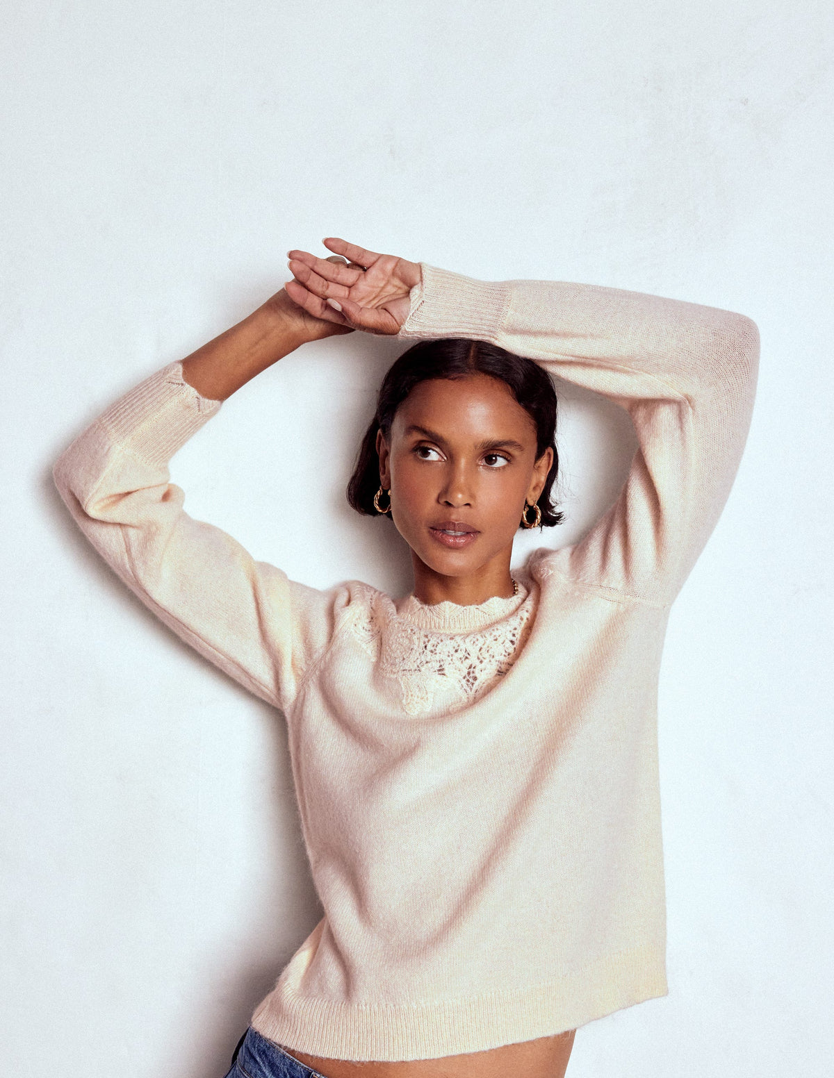 Fluffy Embroidered Sweater-Almond Milk - Image 4