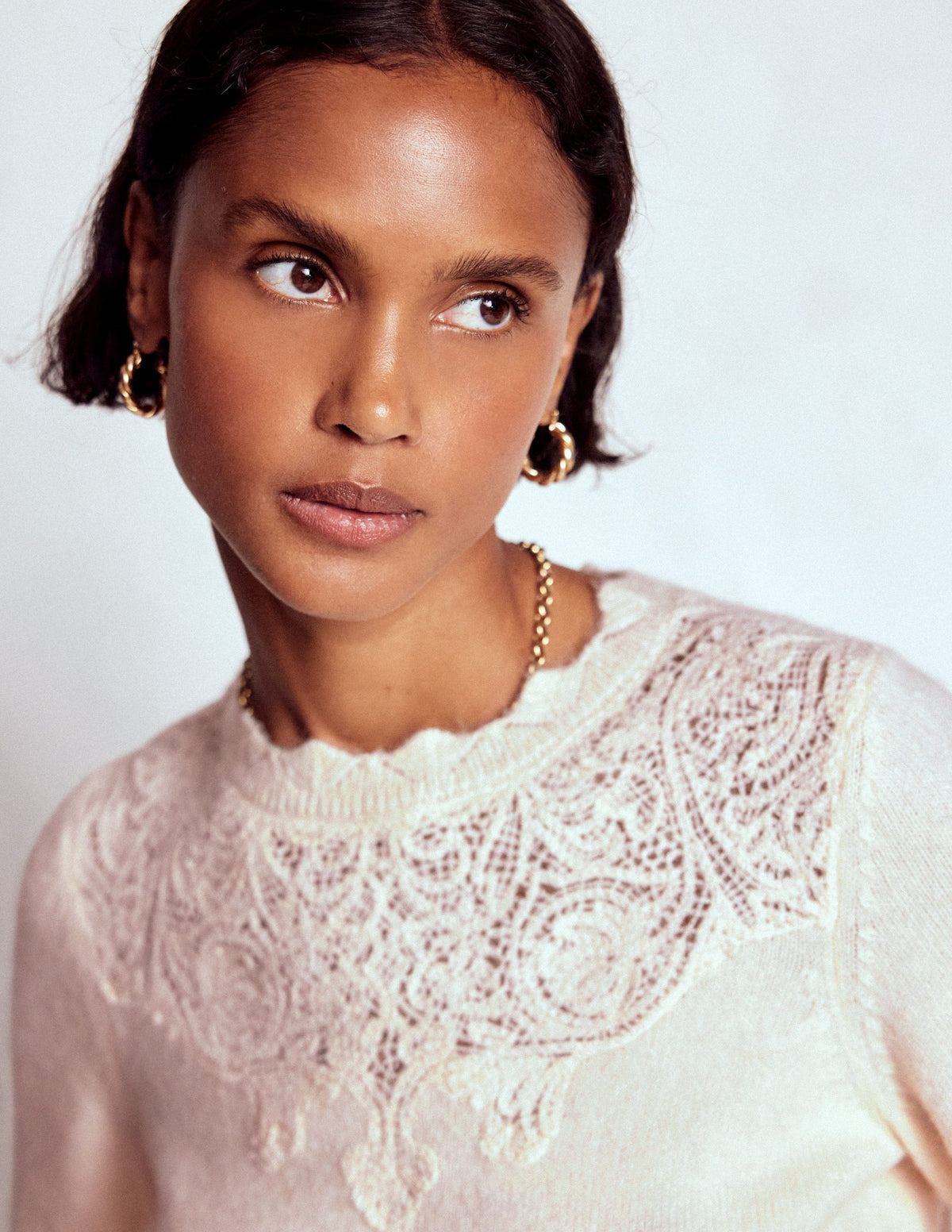 Fluffy Embroidered Sweater-Almond Milk - Image 5