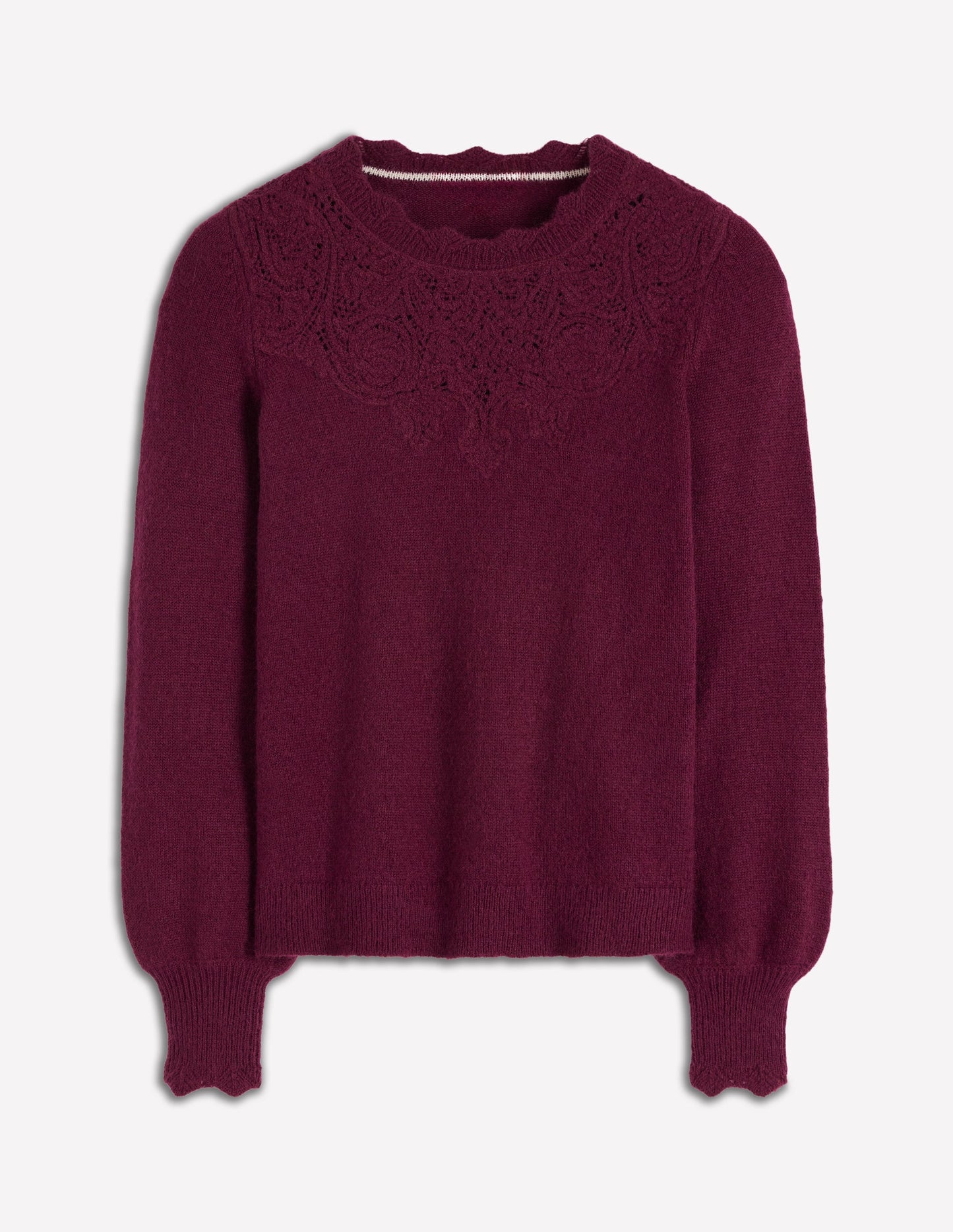 Fluffy Embroidered Sweater-Deep Wisteria