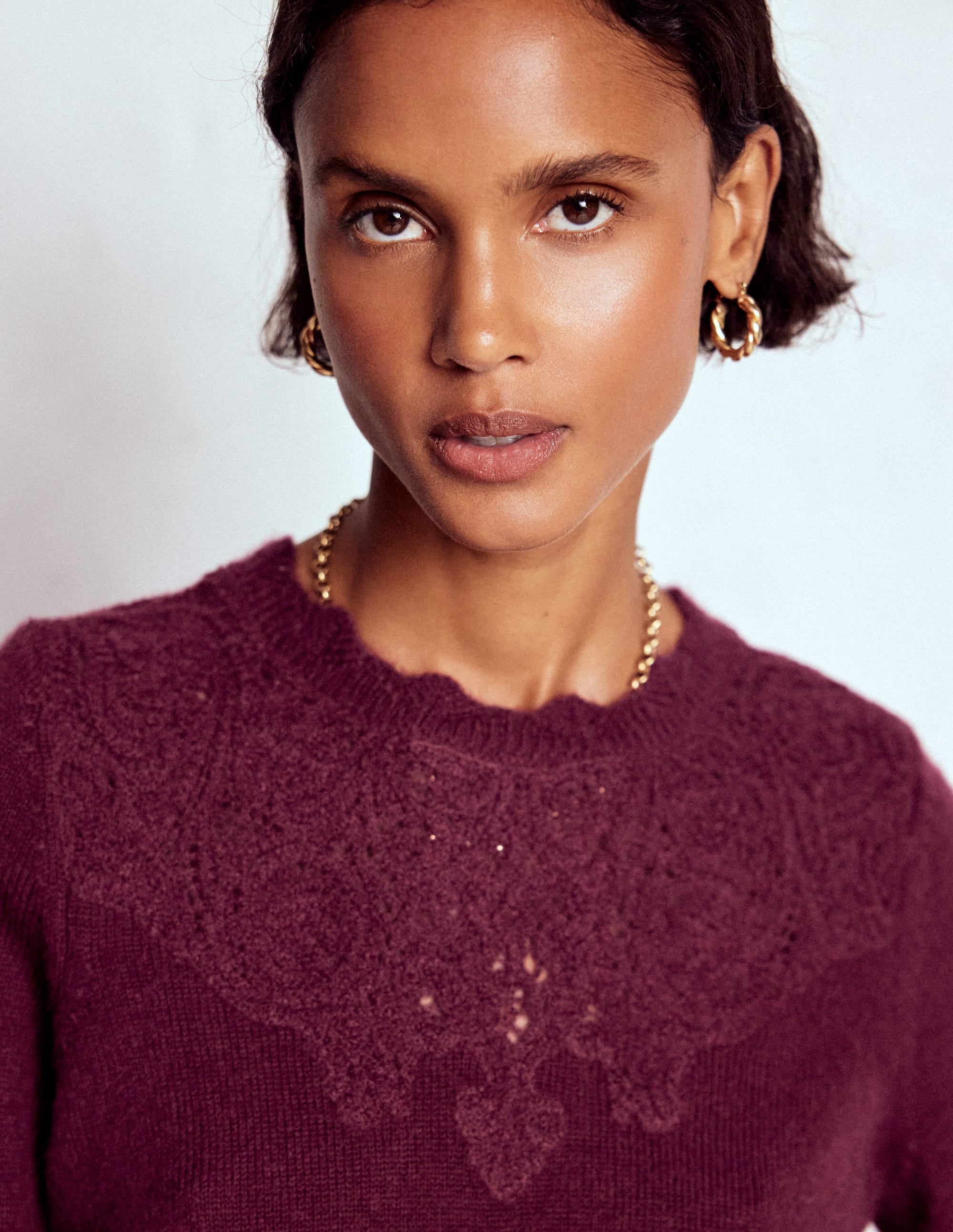 Fluffy Embroidered Sweater-Deep Wisteria - Image 4