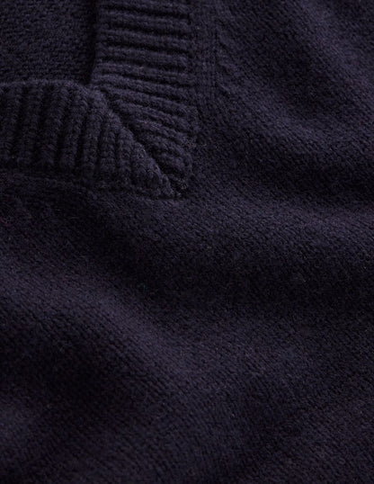 Marion Merino V-Neck Vest-Navy-6