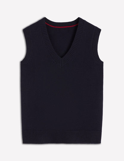 Marion Merino V-Neck Vest-Navy-5