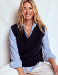 Marion Merino V-Neck Vest-Navy
