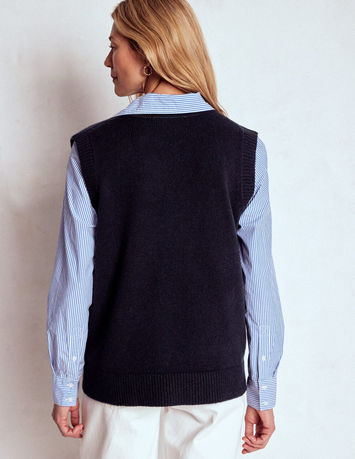 Marion Merino V-Neck Vest-Navy