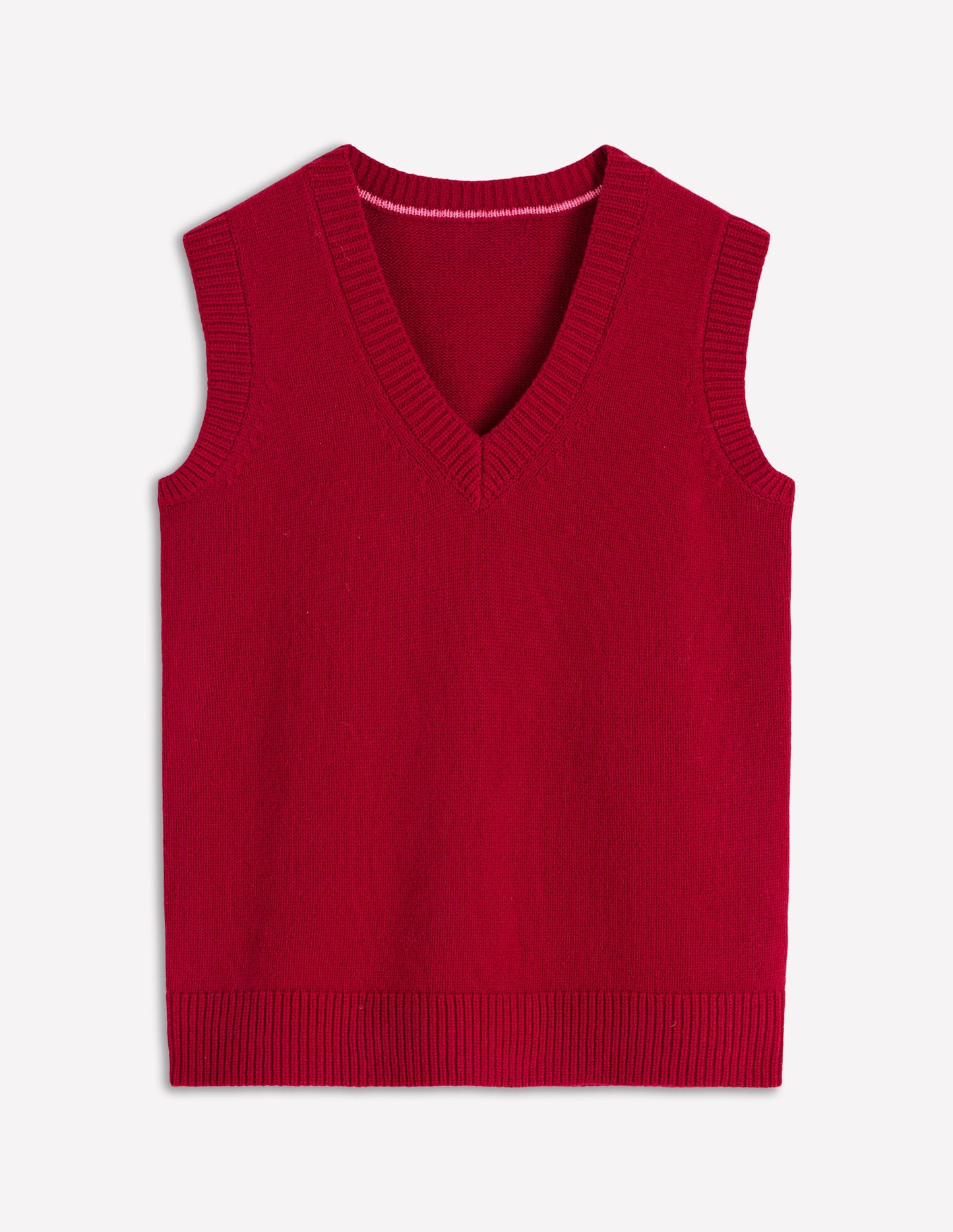 Marion Merino V-Neck Vest-Crimson Red