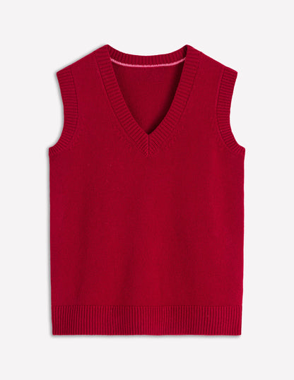 Marion Merino V-Neck Vest-Crimson Red-6