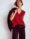 Marion Merino V-Neck Vest-Crimson Red