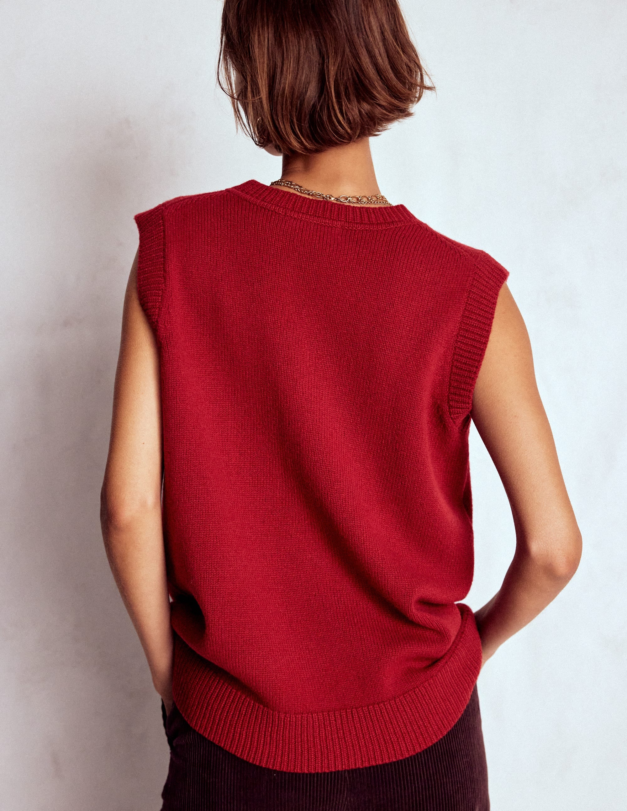 Marion Merino V-Neck Vest-Crimson Red | Boden USA