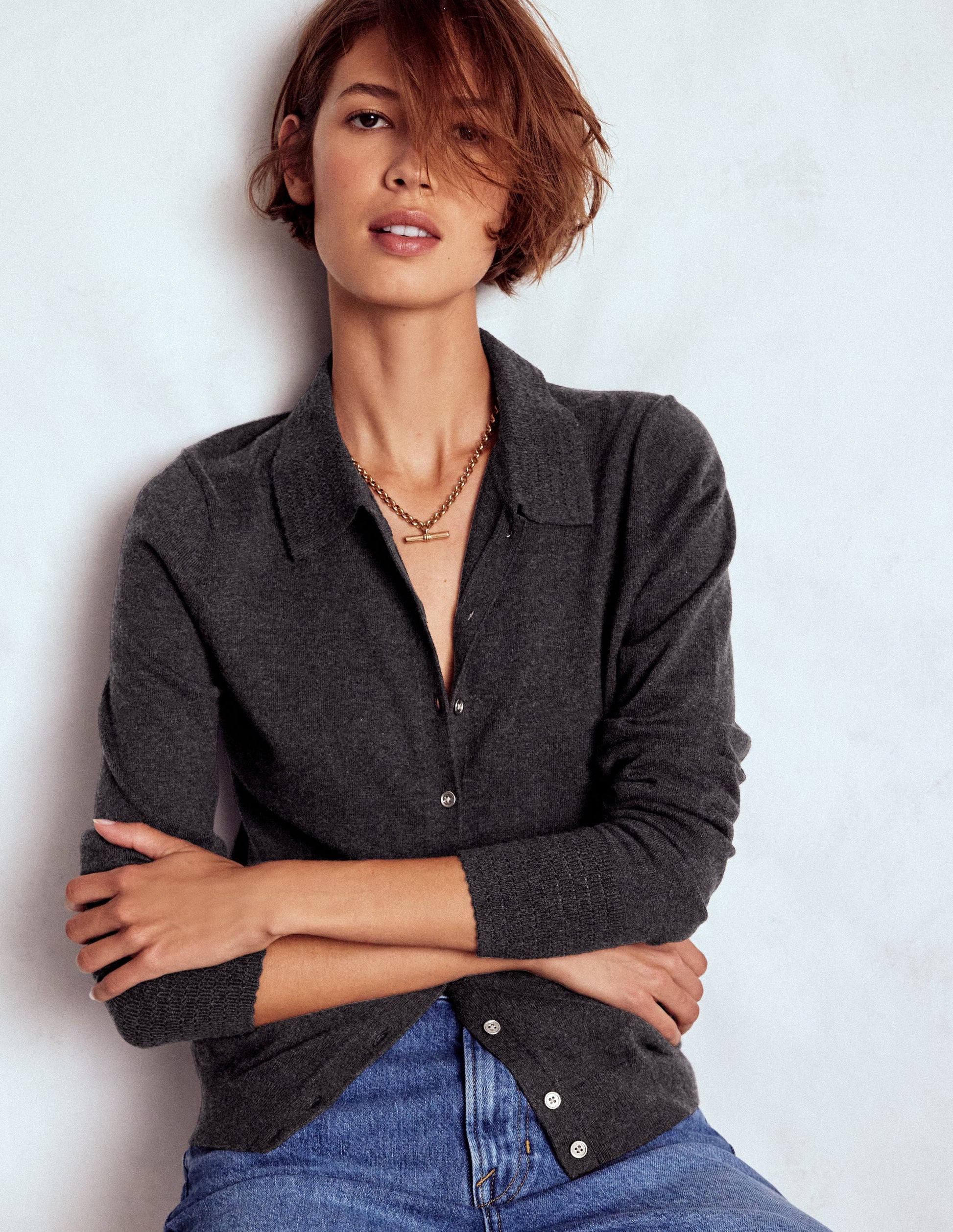 Briony Stitch Cardigan-Charcoal Melange-4