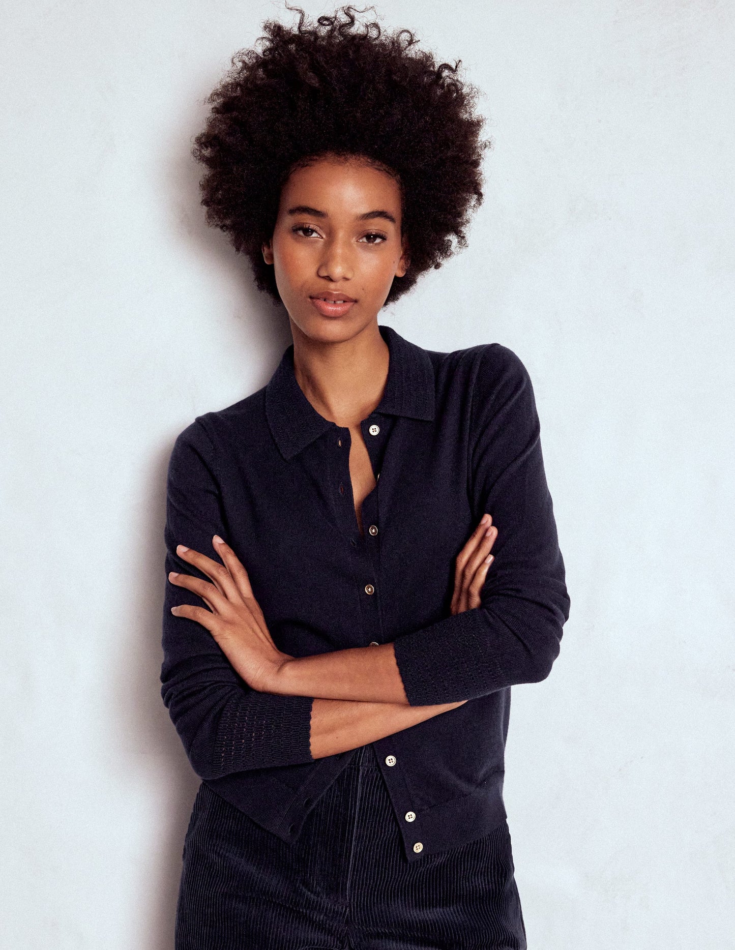 Briony Stitch Cardigan-Navy