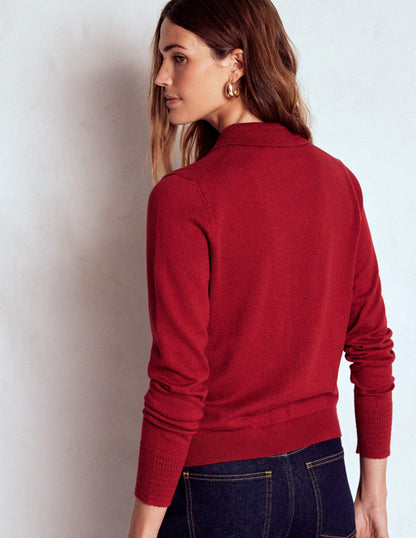 Briony Stitch Cardigan-Crimson Red-3