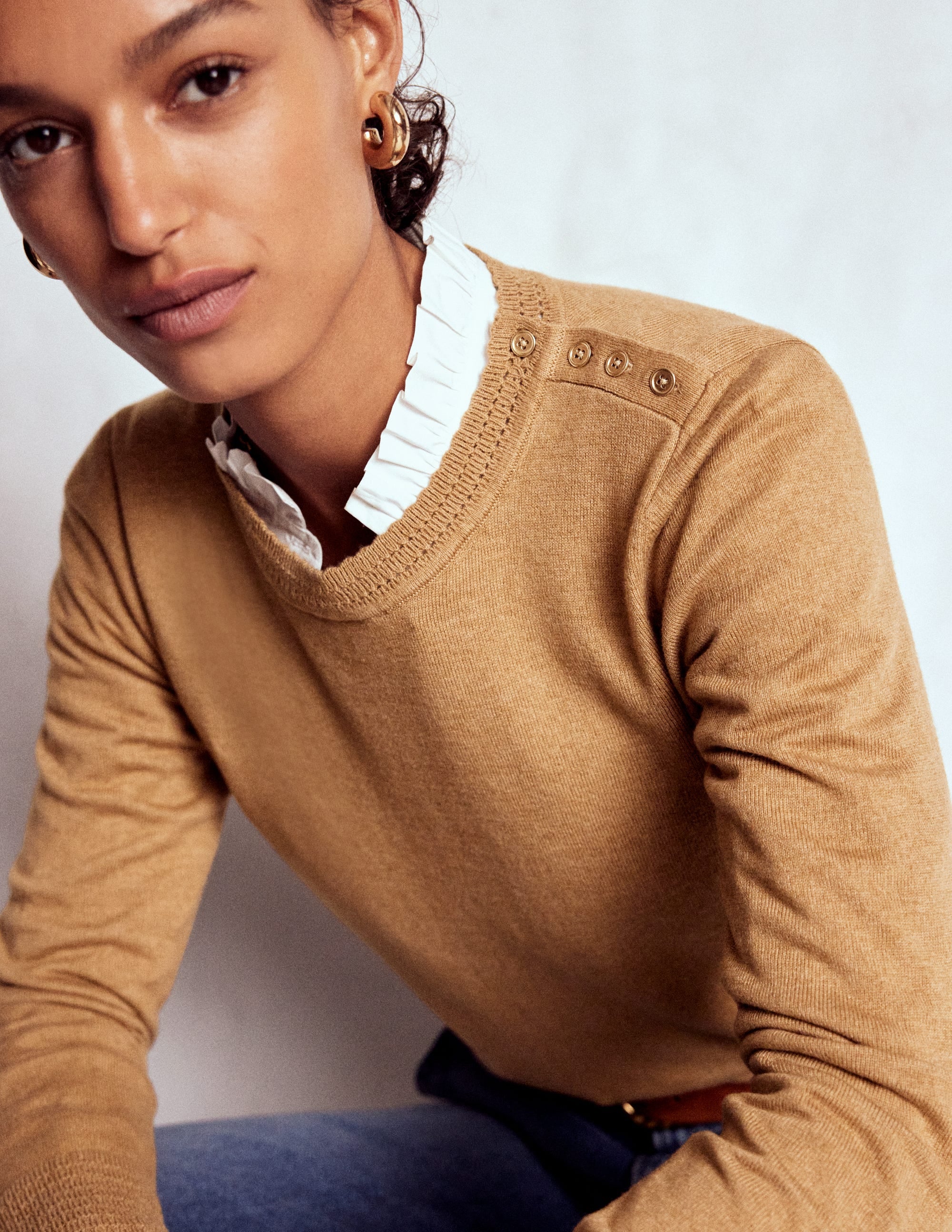 Briony Stitch Sweater-Camel Melange - Image 1