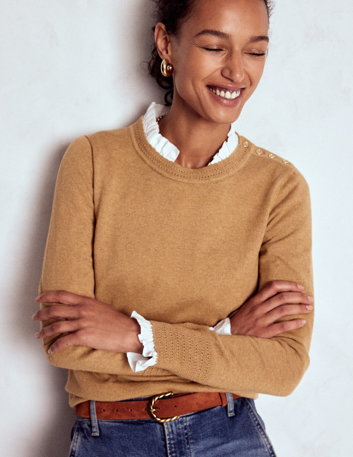 Briony Stitch Sweater-Camel Melange