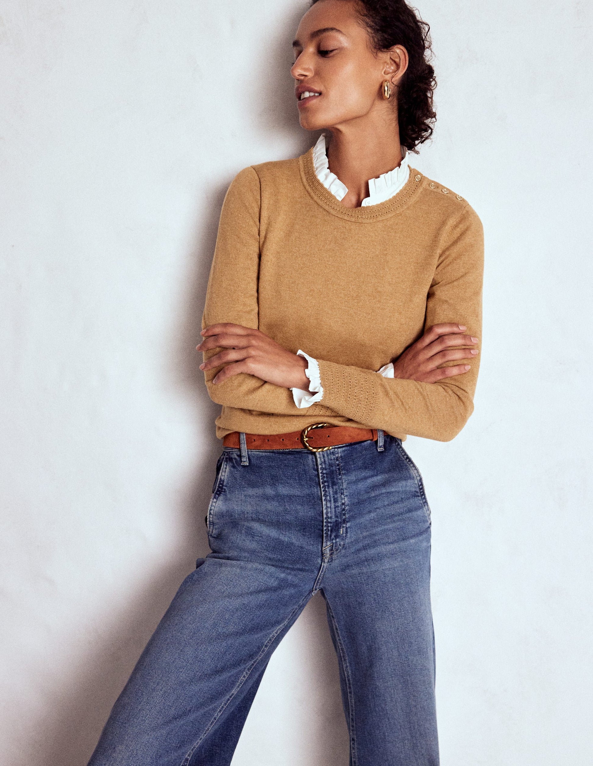 Briony Stitch Sweater-Camel Melange-6