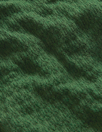 Pointelle Ruffle Sweater-Hunter Green-6