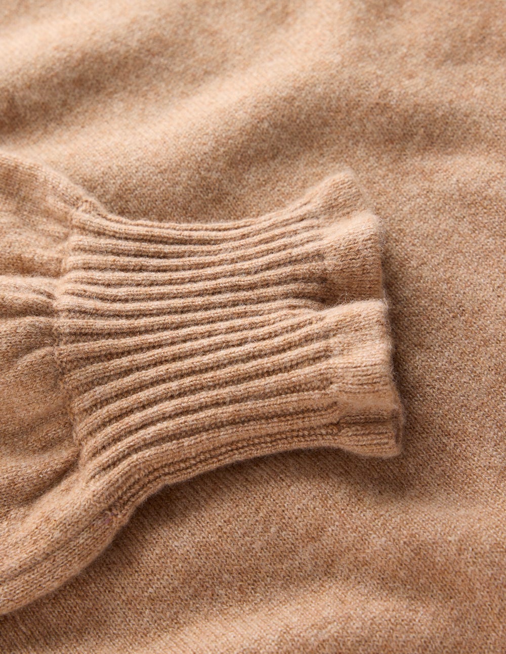 Frill Trim Cashmere Sweater-Camel Melange-6