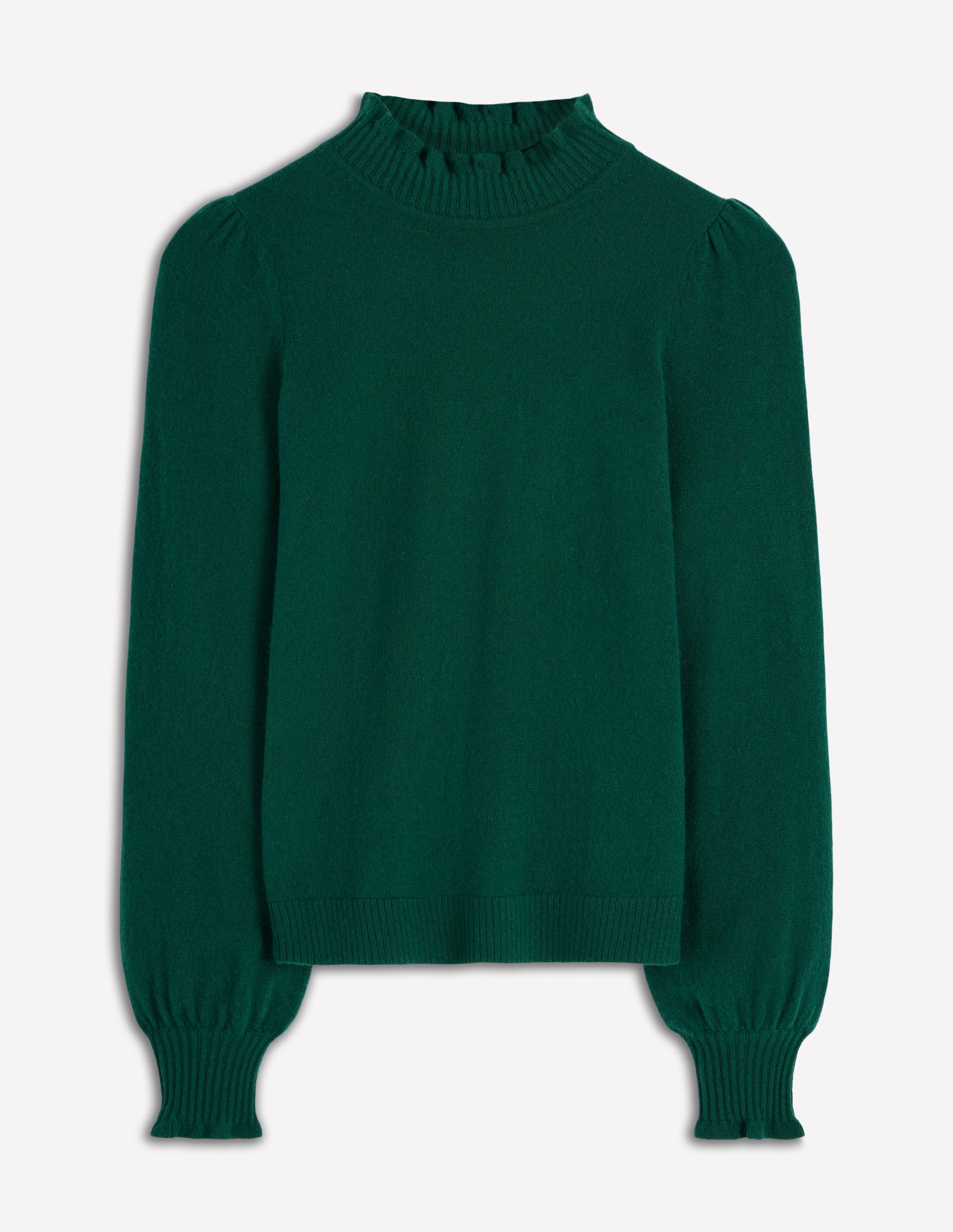 Frill Trim Cashmere Sweater-Mallard Blue-6