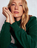 Frill Trim Cashmere Sweater-Mallard Blue