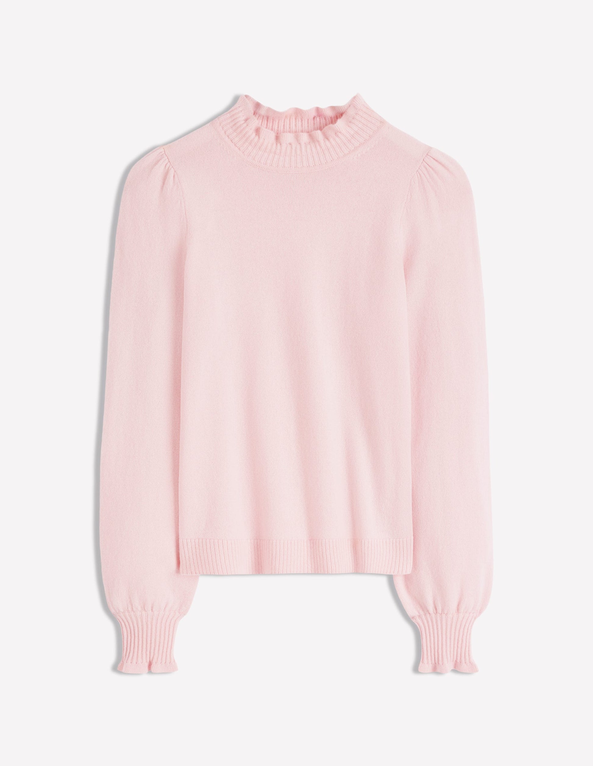 Frill Trim Cashmere Sweater-Chalk Pink-6