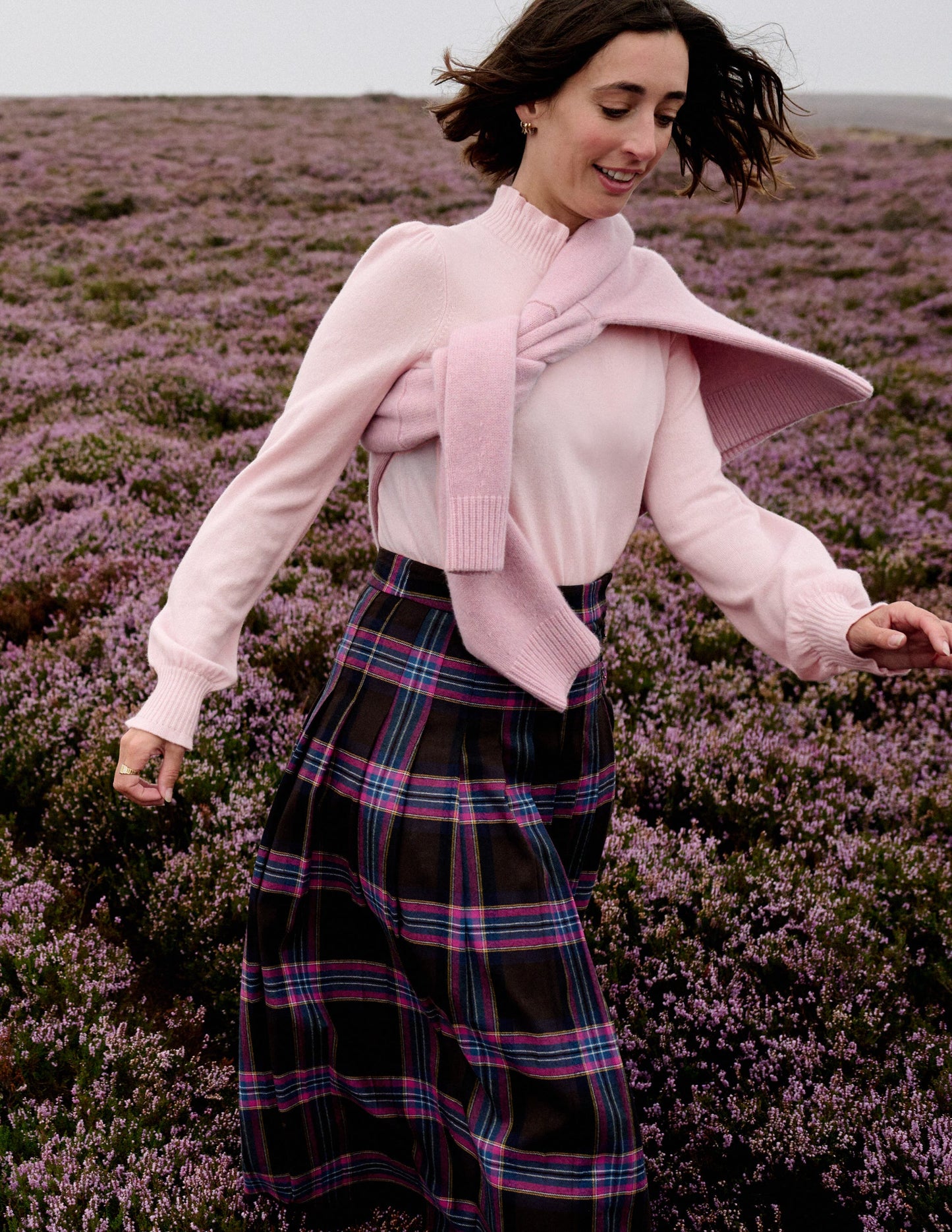 Frill Trim Cashmere Sweater-Chalk Pink