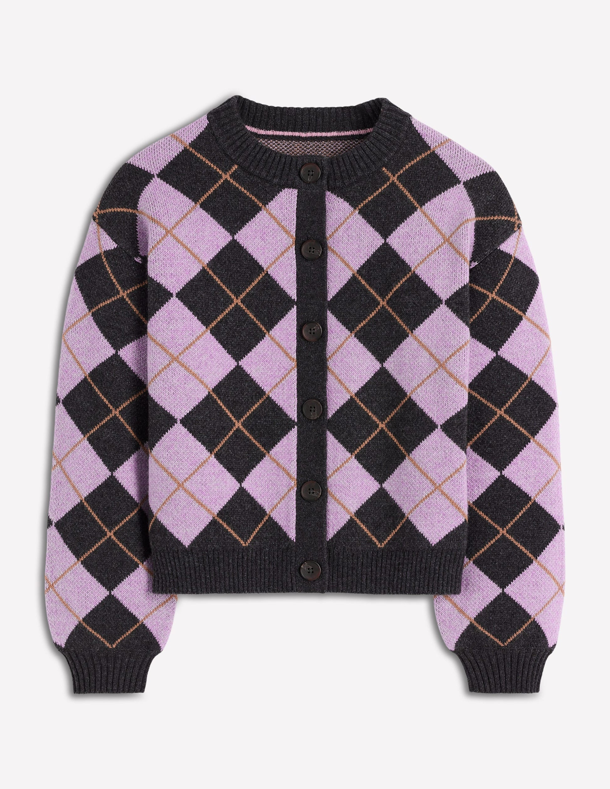 Abi Jacquard Cardigan-Lilac, Charcoal Melange Argyle-7
