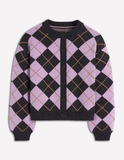 Abi Jacquard Cardigan-Lilac, Charcoal Melange Argyle-7