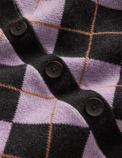 Abi Jacquard Cardigan-Lilac, Charcoal Melange Argyle-8