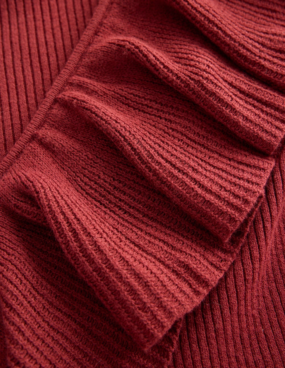 Ruffled Rib Henley Sweater-Chestnut - Image 7