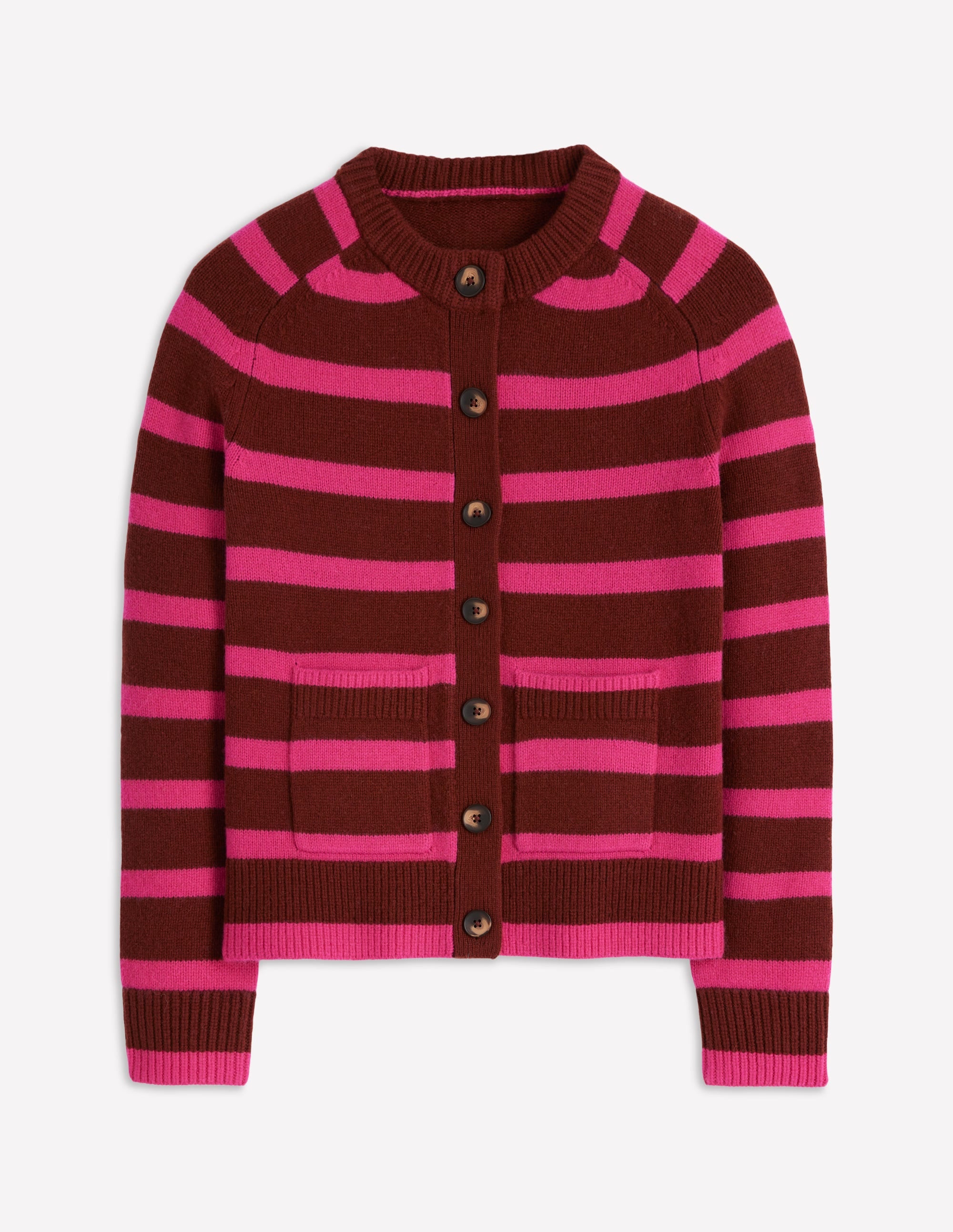 Marion Merino Cardigan-Raw Umber, Brilliant Pink | Boden USA