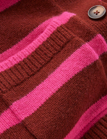 Marion Merino Cardigan-Raw Umber, Brilliant Pink-7