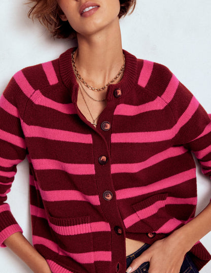 Marion Merino Cardigan-Raw Umber, Brilliant Pink-2