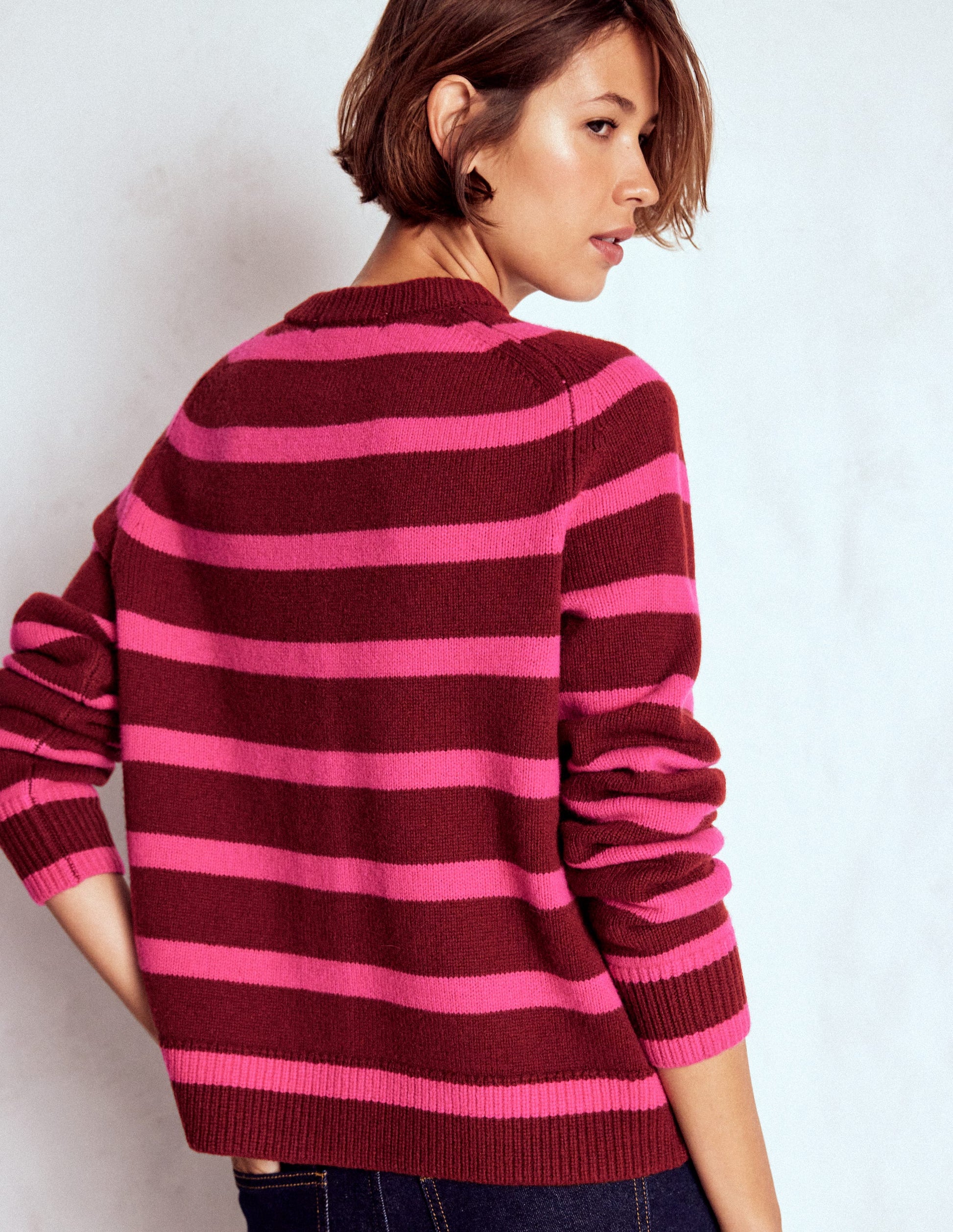 Marion Merino Cardigan-Raw Umber, Brilliant Pink-3