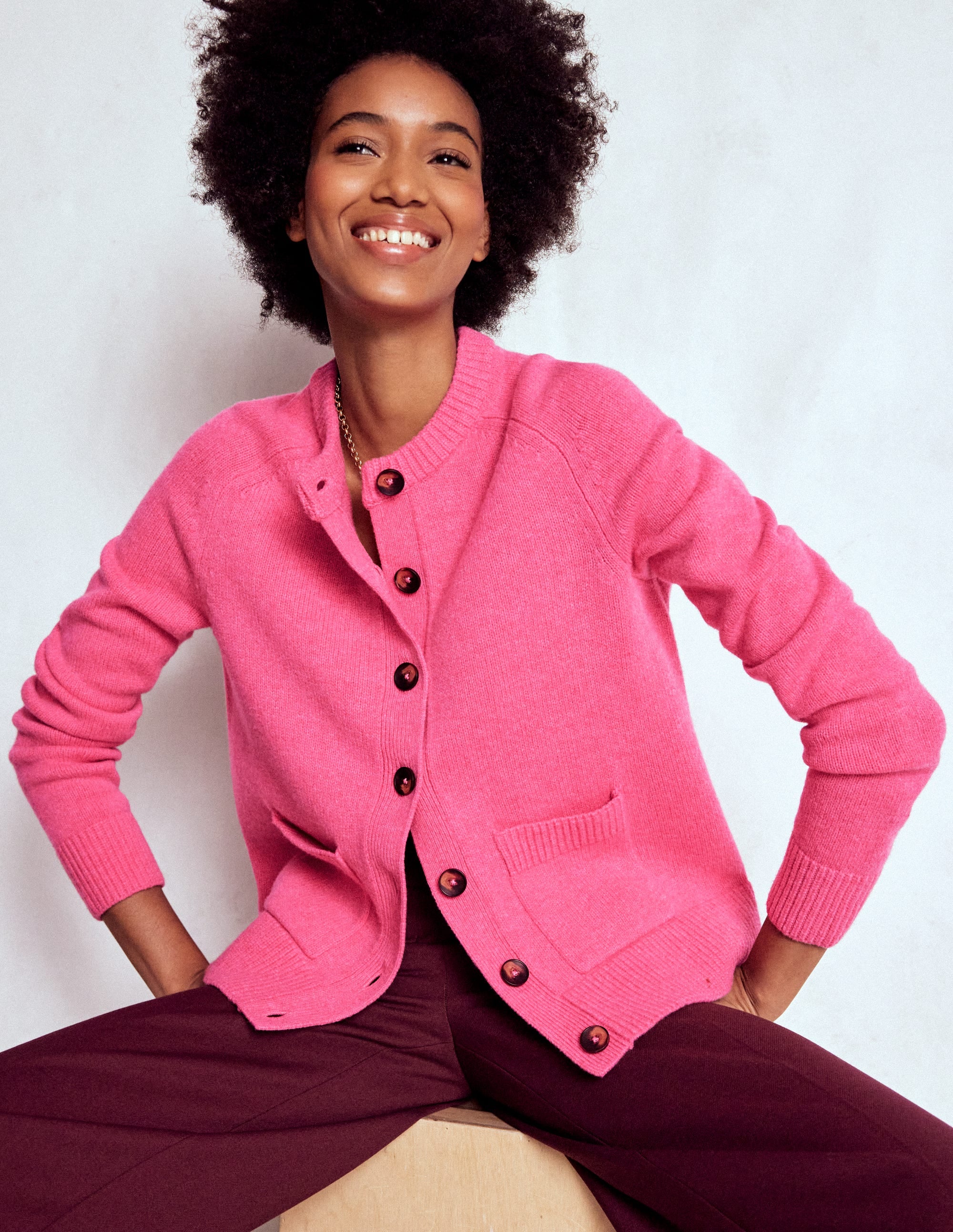 Marion Merino Cardigan-Rose Pink | Boden USA