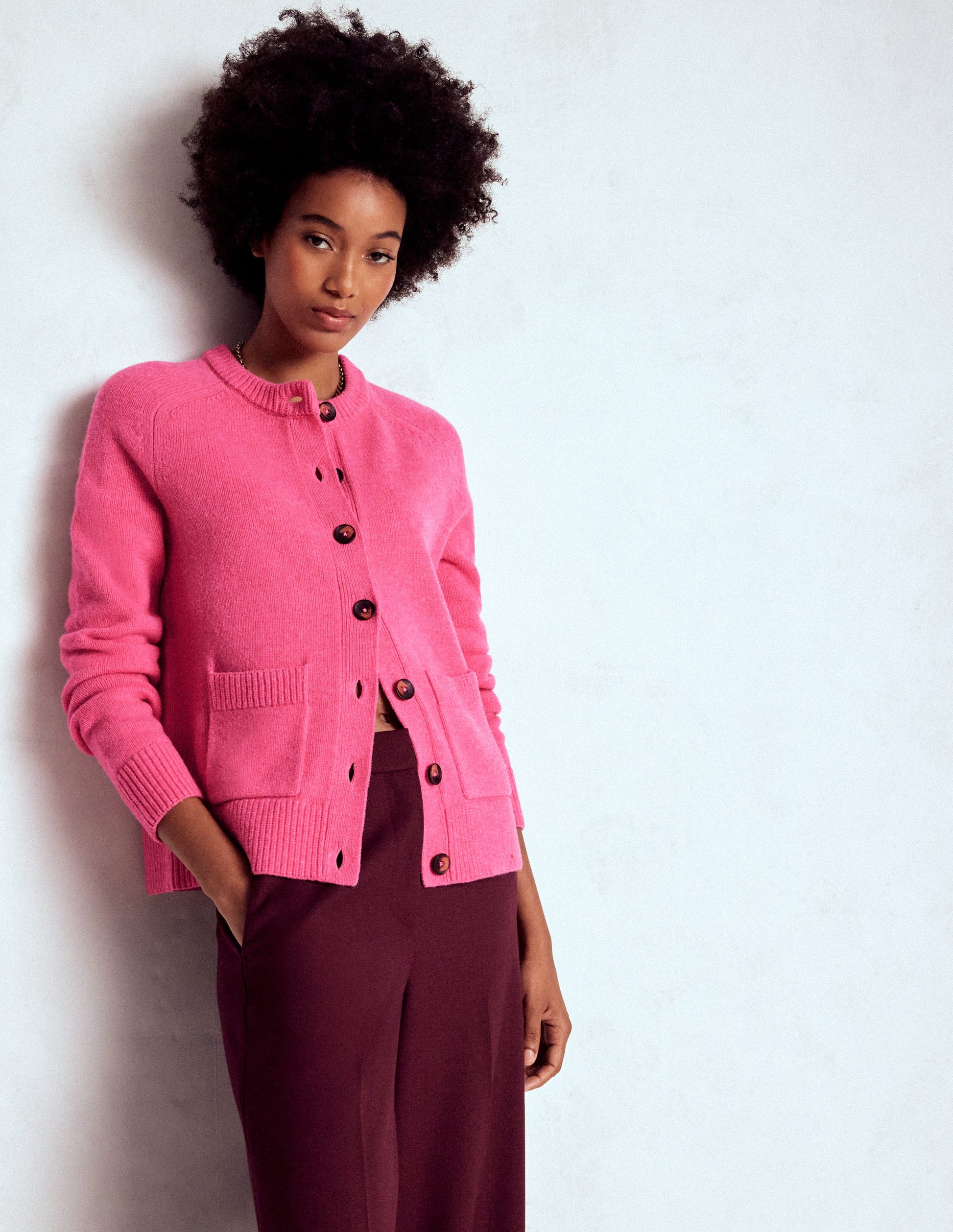 Marion Merino Cardigan-Rose Pink-5