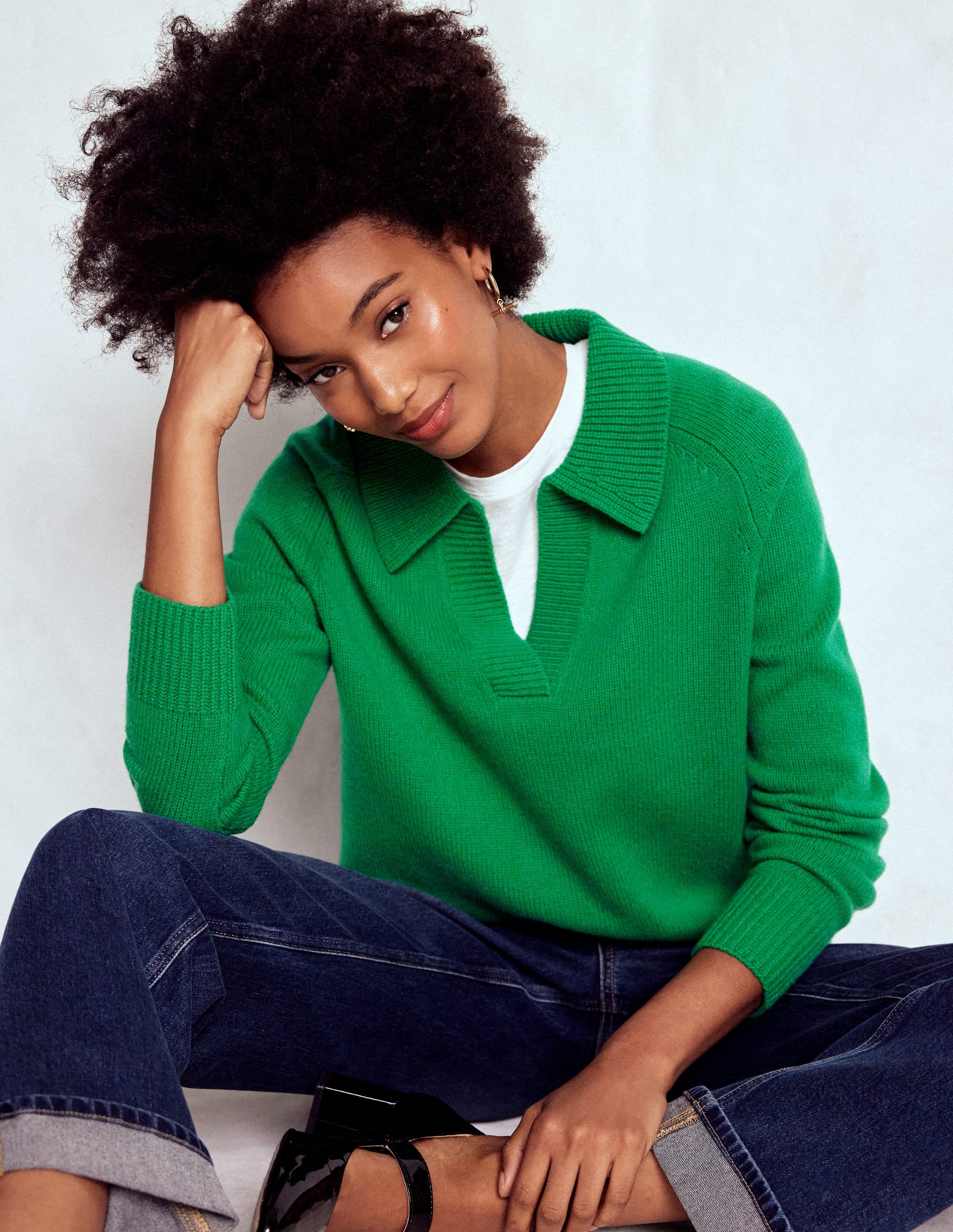 Marion Merino Henley Sweater-Rich Emerald - Image 1
